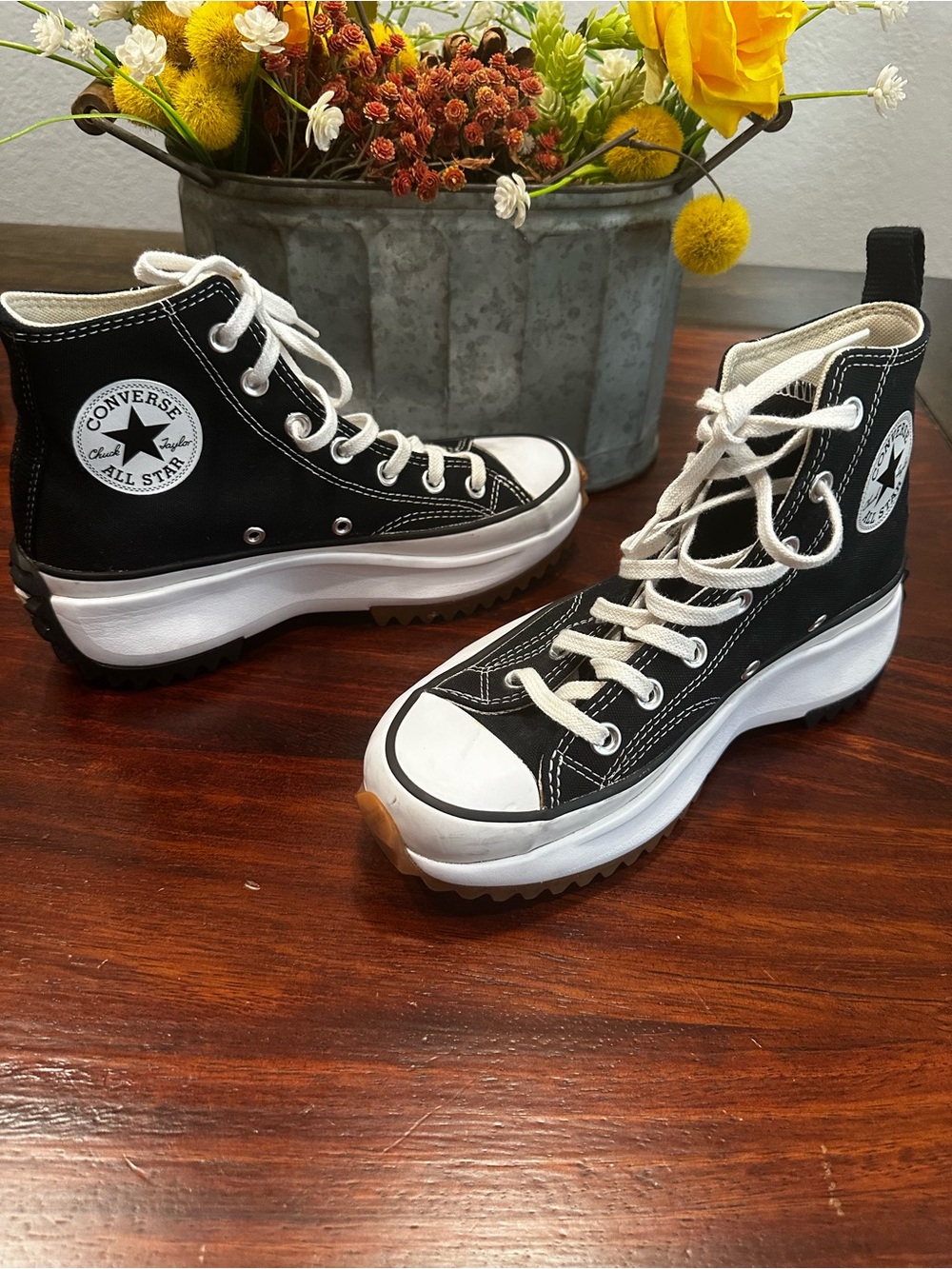 Converse Kids Black & White High-Top Platform Sneakers